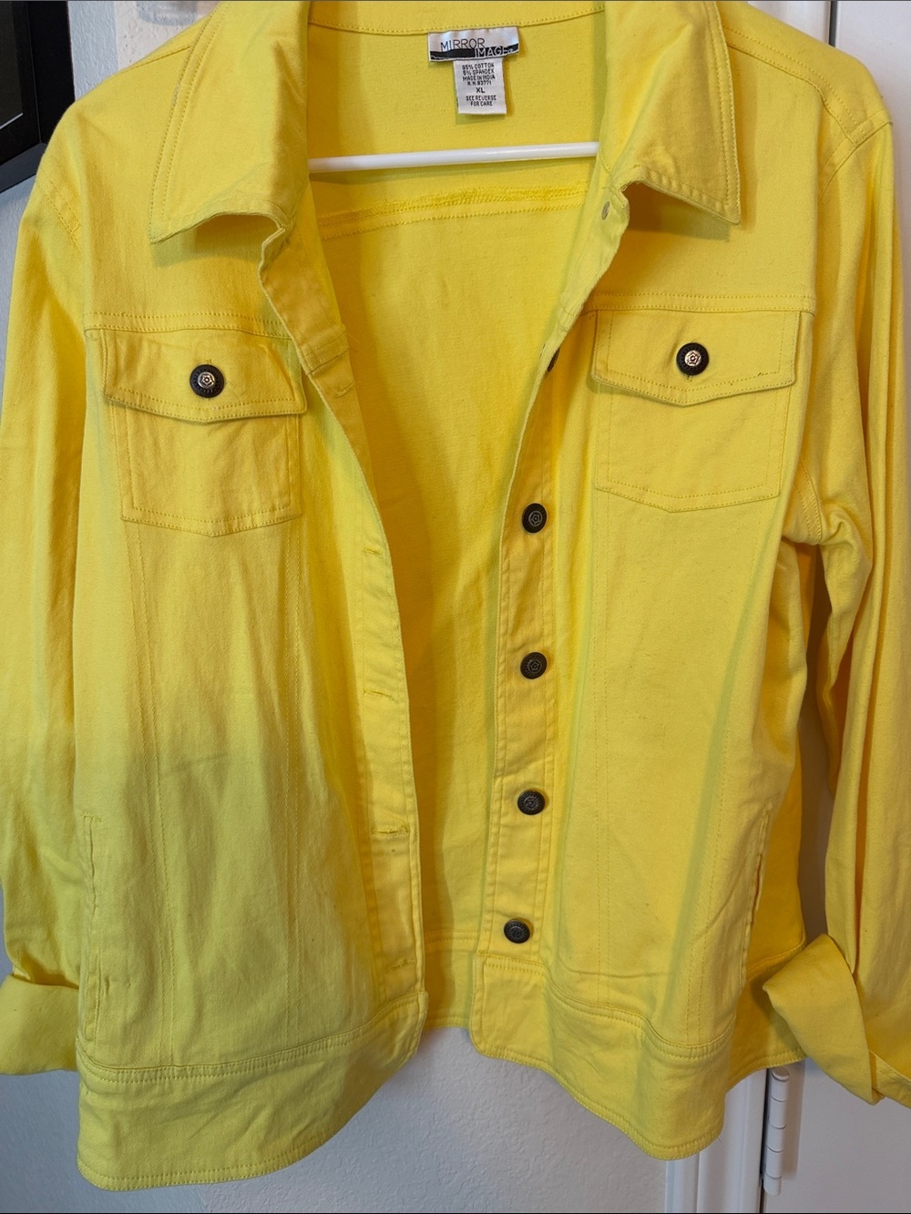 Bright Yellow Utility Jacket with Button Front